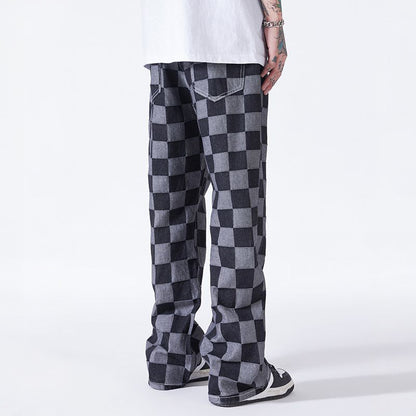 CHECKMATE - RELAXED CHECKERED JEANS