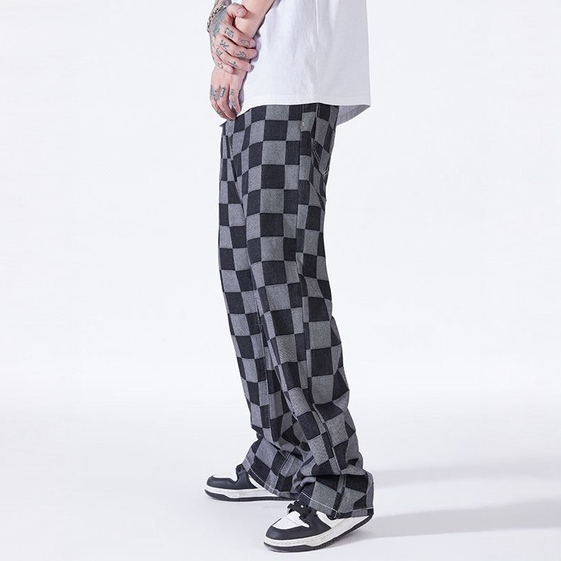 CHECKMATE - RELAXED CHECKERED JEANS
