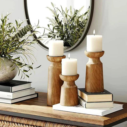 OAKMONT - WOODEN CANDLE HOLDER SET