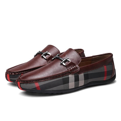 Baron Stripe Genuine Leather Loafers